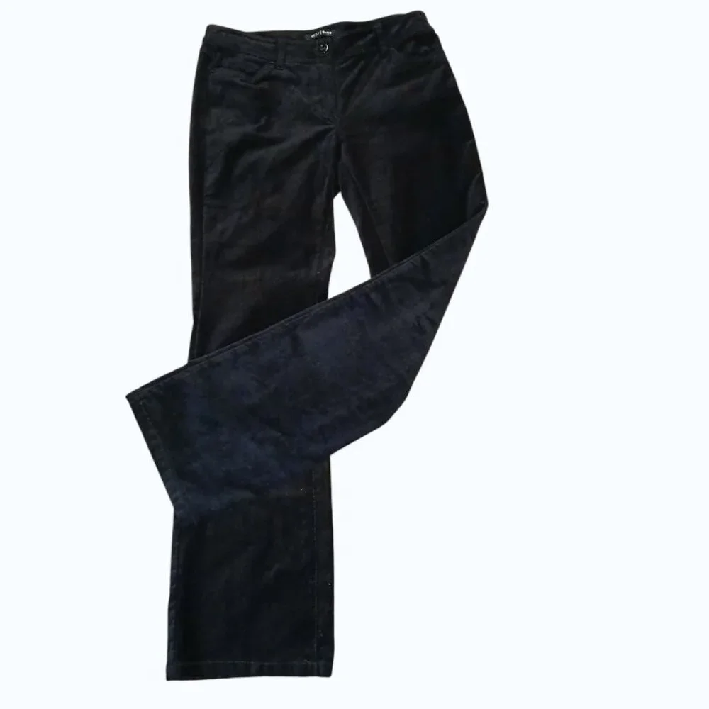 WHITE HOUSE BLACK MARKET Black Velour Boot Cut Pants EUC - Picture 2 of 10